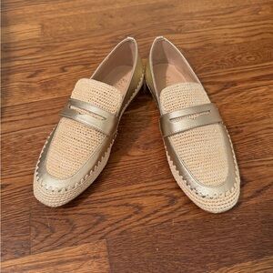 BODEN silver and woven loafers